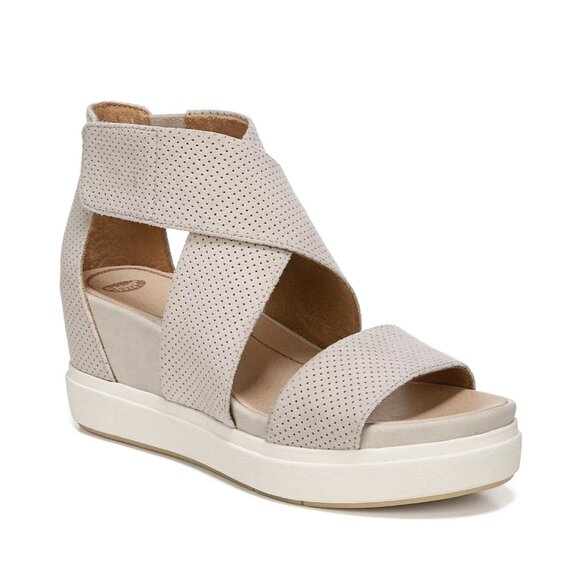 Dr Scholls Womens Sheena Platform Wedge Sandals Gray Oyster 7.5M MSRP $69 - Picture 1 of 5